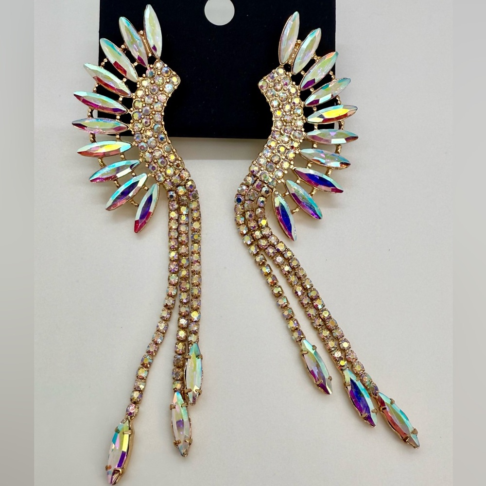 Iridescent Winged Drop Earrings